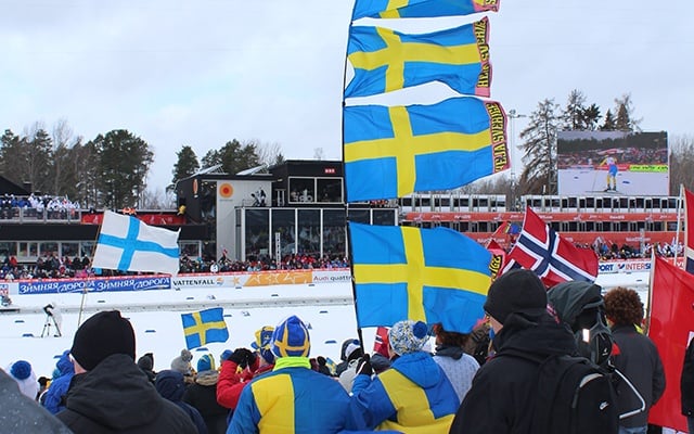 Flags at Falun Ski World Championships 2015