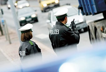 Two German police officers on patrol