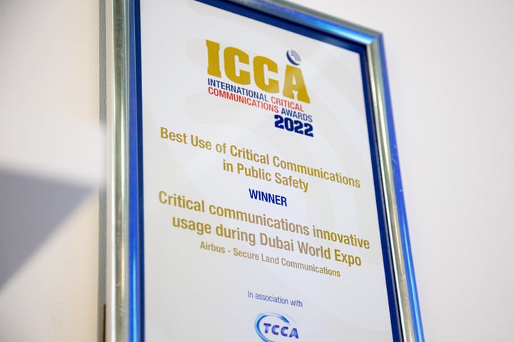 La comunicación crítica de Airbus en la Dubai World Expo gana el premio a la mejor utilización de comunicaciones críticas en seguridad pública durante la CCW 2022 de Viena